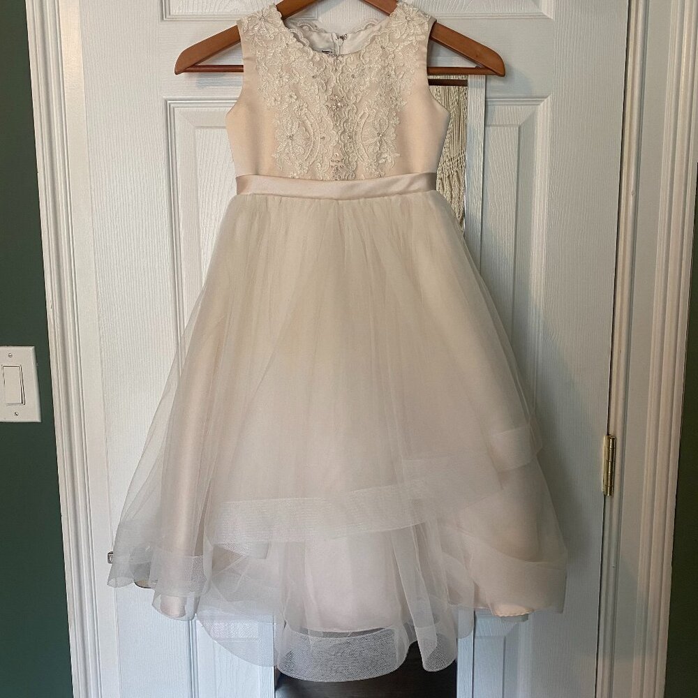 Joan Calabrese Ivory Petal flower girl dress
